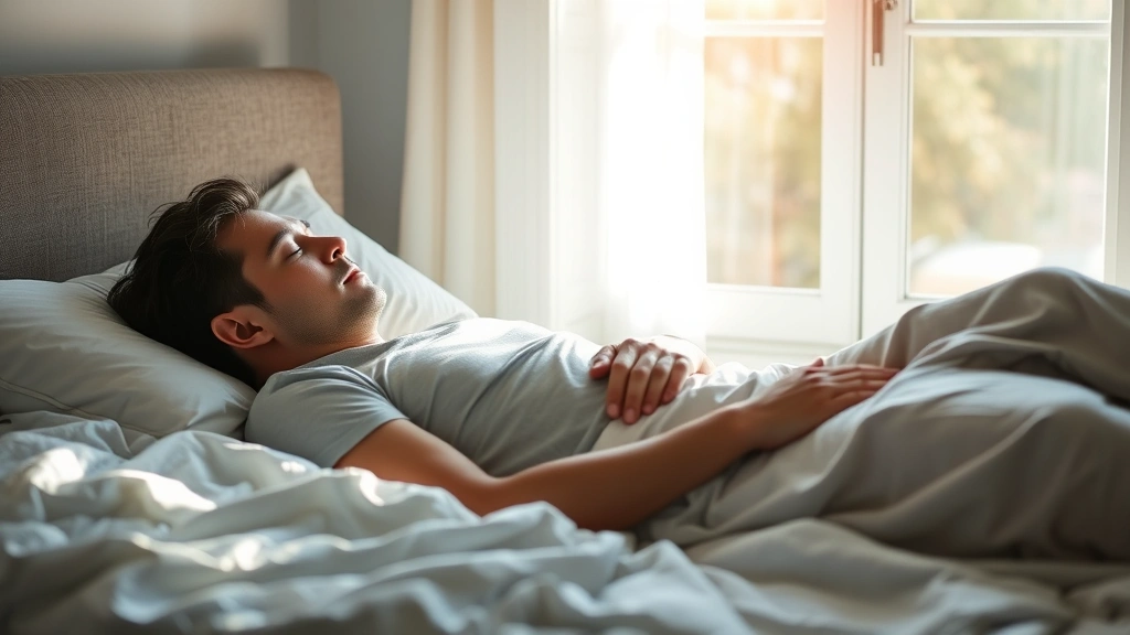 Person sleeping peacefully in bed with natural morning light coming through window, representing recovery and rest
