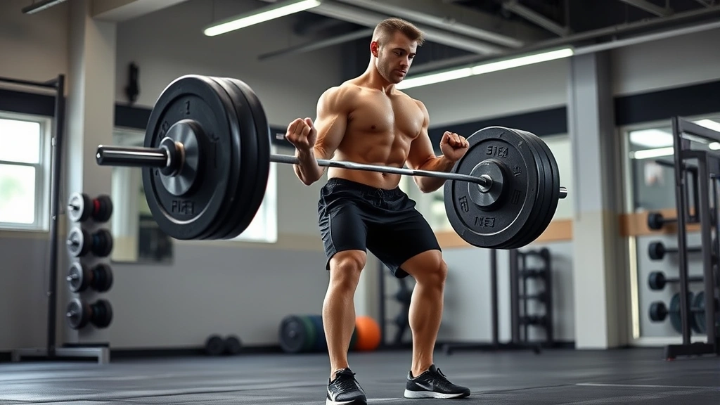 Person performing a perfect barbell deadlift with neutral spine and engaged core in a well-lit gym, showing proper form and body alignment