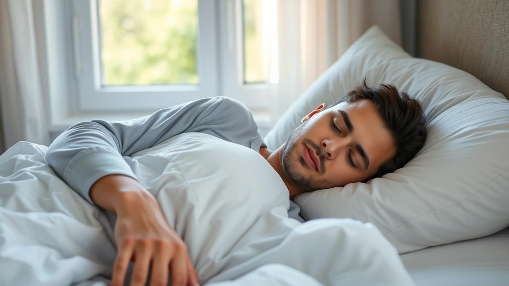 Someone sleeping peacefully in bed with natural morning light coming through window, representing quality rest and recovery