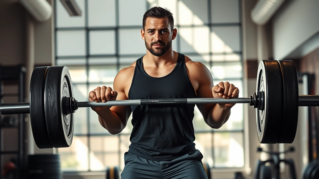 Person performing a barbell deadlift with excellent form in a well-lit gym, showing strength and control with natural lighting, focused expression