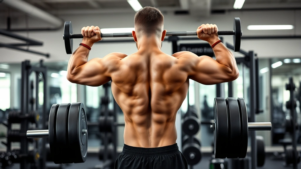 Athlete lifting weights with controlled form in a well-equipped gym, muscles engaged and posture perfect