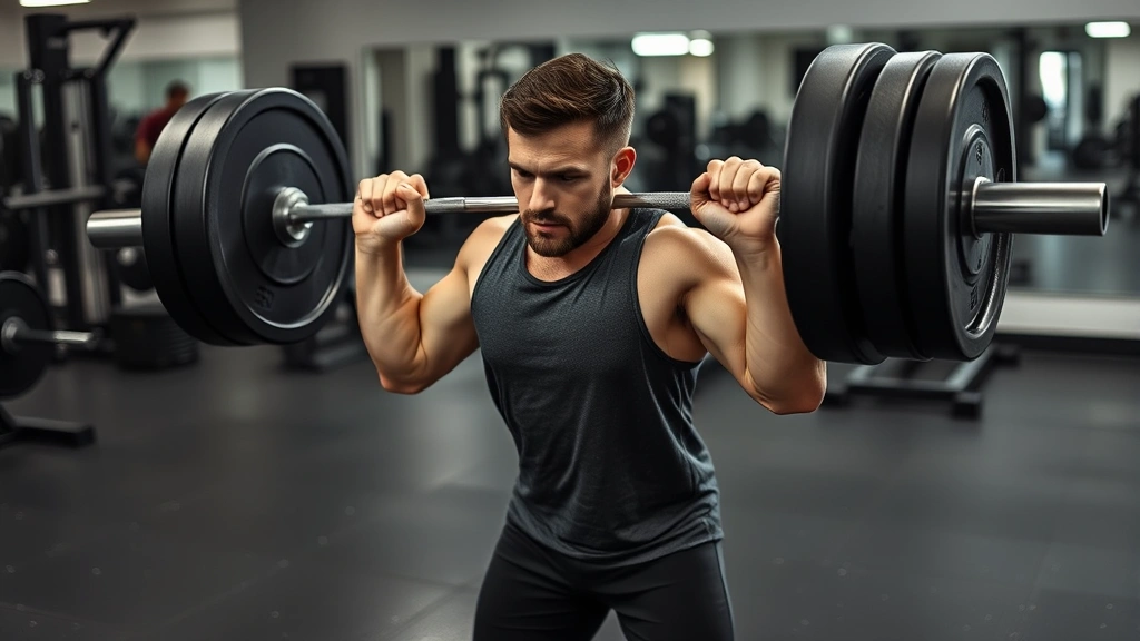 Person doing deadlift with proper form, mid-lift position, determined expression, clean gym environment, spotless flooring, no equipment numbers visible