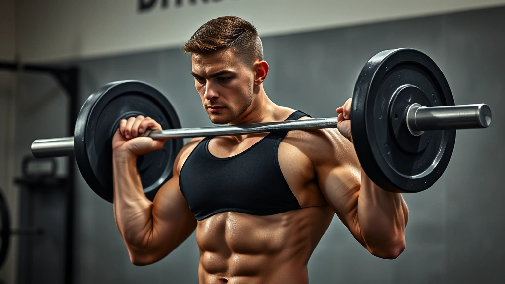 Fit individual performing a barbell deadlift with perfect form, showing strength and control, sweat visible, determined focus