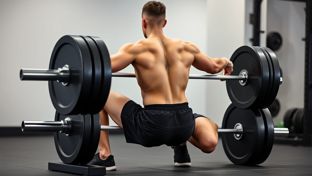 Fit individual executing a deadlift with perfect spinal alignment, lifting from the floor with intensity and control, gym setting with neutral background