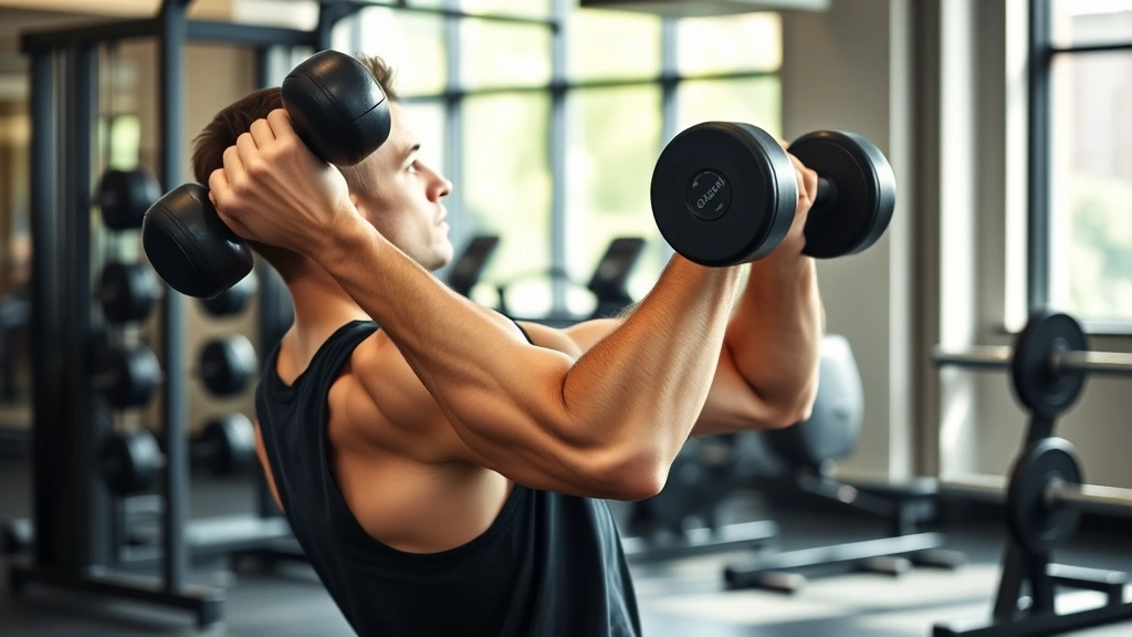 Person doing dumbbell rows in a gym with natural lighting, showing proper form and muscle engagement during exercise