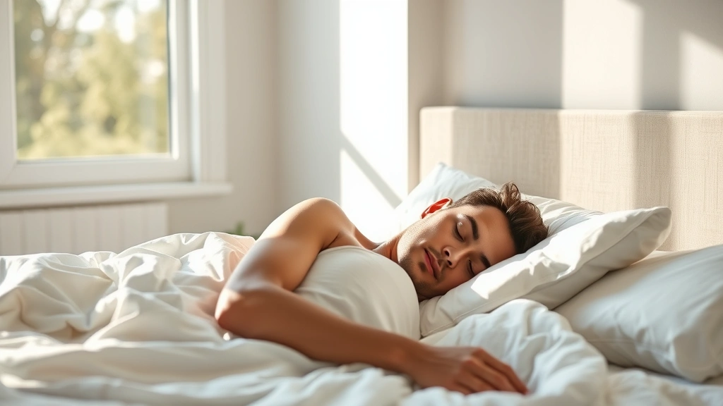Person sleeping peacefully in bed with natural morning sunlight coming through window, representing recovery and rest day importance